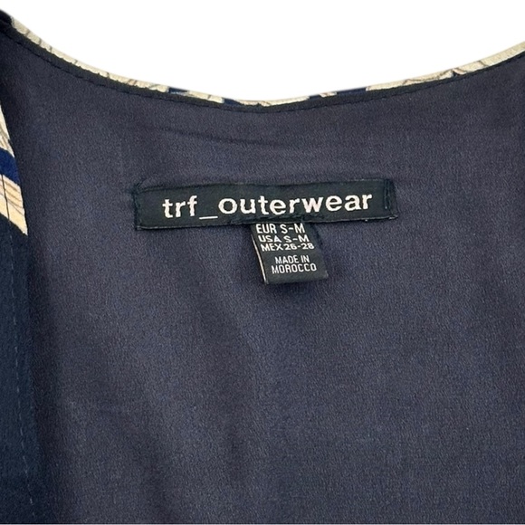 Zara TRF Outwear Navy Blue Floral Kimono Cardigan Jacket - Size S/M - Picture 2 of 4